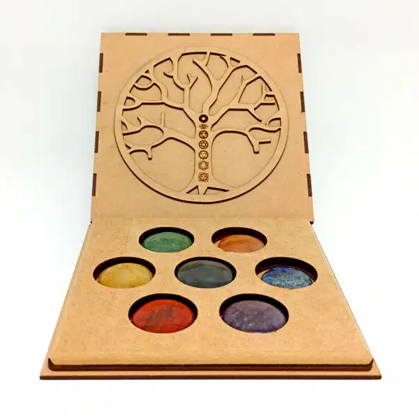 Juego piedras 7 Chakras (caja Árbol de la Vida)
