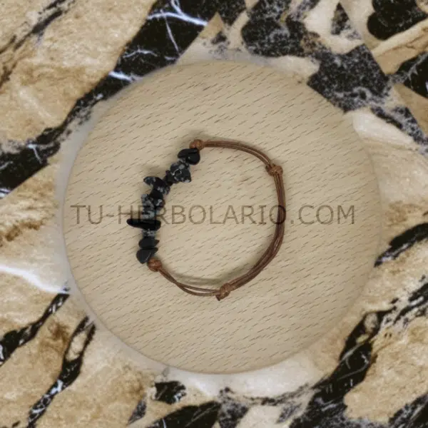 Obsidiana Nevada - Pulsera Chip con Cordón Encerado
