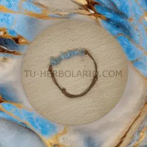 Pulsera cordón encerado aguamarina