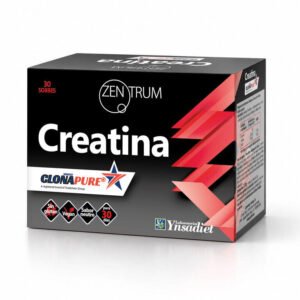 Caja de Creatina Clonapure Zentrum de 30 sobres sobre fondo blanco
